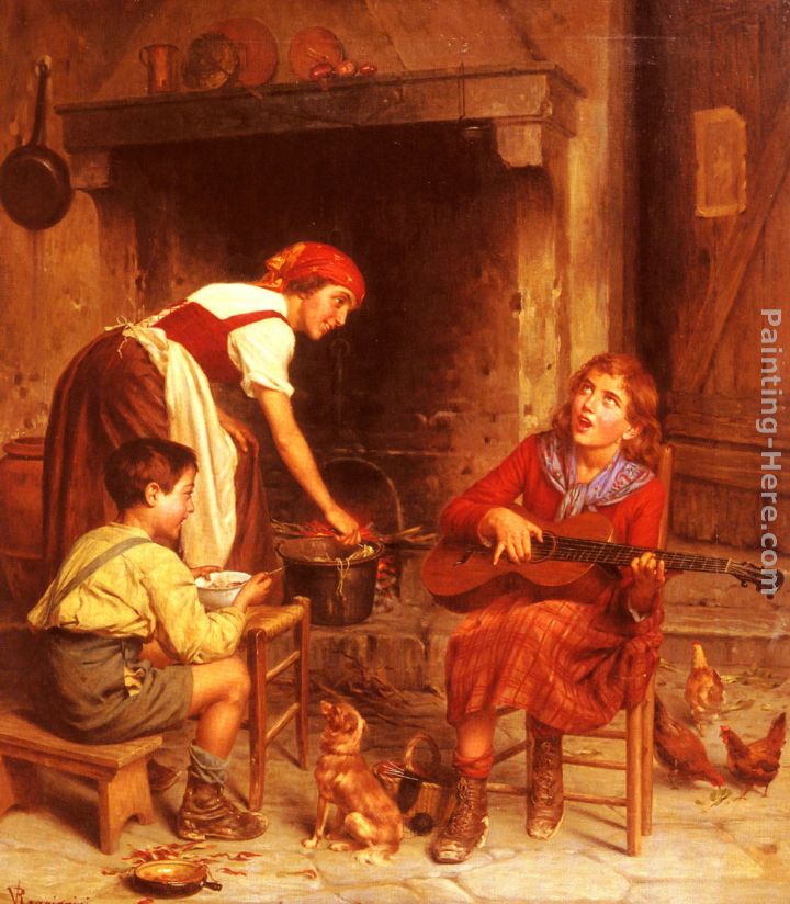 Serenading the Family painting - Vittorio Reggianini Serenading the Family art painting